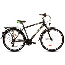 T&Y Trade 28 Zoll Herren City Trekking Fahrrad Trekkingfahrrad Herrenrad CITYFAHRRAD Herrenfahrrad Rad Bike 18 Shimano Gang Beleuchtung STVO Federgabel Gabelfederung GOETZE Result Schwarz GRÜN