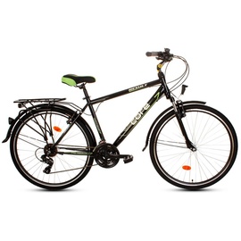 T&Y Trade 28 Zoll Herren City Trekking Fahrrad Trekkingfahrrad Herrenrad CITYFAHRRAD Herrenfahrrad Rad Bike 18 Shimano Gang Beleuchtung STVO Federgabel Gabelfederung GOETZE Result Schwarz GRÜN