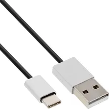 InLine Inline® USB 2.0 Kabel, USB-C Stecker an A Stecker, schwarz/Alu, flexibel, 1m