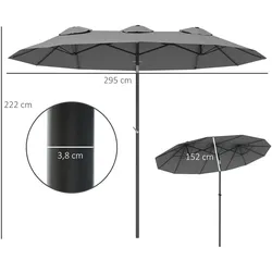 Outsunny - Doppelsonnenschirm - 295Lx152Wx222Hcm - Grau