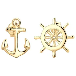 Elli Ohrringe Anker Steuerrad Maritim Sailor Filigran 925 Silber goldfarben Damen 