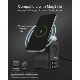 SBS Power Dock Wireless 6in1 100 W MagSafe-kompatibel, Schwarz