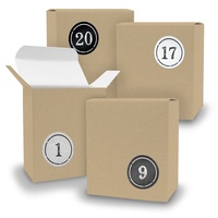 Adventskalender zum Füllen 24x Quader BRAUN + Sticker V08 Z04