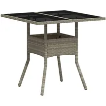 vidaXL Gartentisch mit Glasplatte Hellgrau 80x80x75 cm Poly Rattan