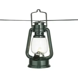 Konstsmide LED Sturmlaternen Lichterkette, 8 grüne Sturmlaternen, 8 warm weiße Dioden, 3V Außentrafo, schwarzes Kabel