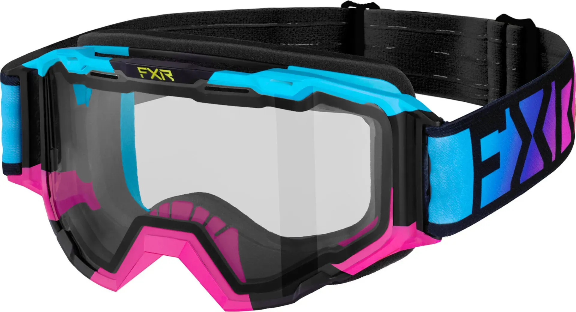 FXR Maverick Clear Boldline Jugend Snowmobil Brille, pink-blau