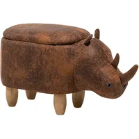 Beliani Tierhocker mit Stauraum Kunstleder 60 x 35 x 32 cm Braun