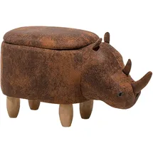 Beliani Tierhocker mit Stauraum Kunstleder 60 x 35 x 32 cm Braun