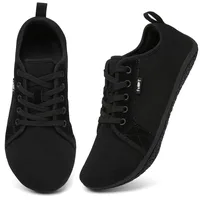 Geweo Barfußschuhe Sneaker Breite Walking Schuhe Barfuss Damen Herren Trail Laufschuhe Minimalistische Fitness Knit Unisex Weit rutschfest Zehenschuhe Zero Drop Solhe Freizeit Schwarz 42EU - 42 EU Weit