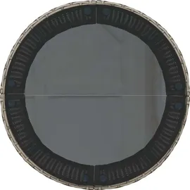 vidaXL Gartensofa mit Tisch und Kissen Rund Grau Poly Rattan