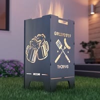 MOCAVI Feuertonne Grillen 73 cm | 3 mm Stahl personalisiert Feuerkorb Feuerschale sicher massiv robust Design-Feuerfass für Garten und Terrasse groß eckig Feuerstelle Outdoor hitzefest außen