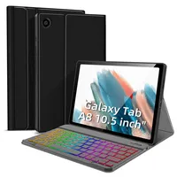 Tastaturhülle für Samsung Galaxy Tab A8 10,5 Zoll 2022, Hülle mit Tastatur mit Hintergrundbeleuchtung für Galaxy Tab A8 SM-X200/X205/X207, abnehmbare Bluetooth-Tastatur Tablet Schutzhülle (schwarz)
