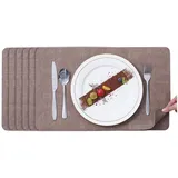 simurq Platzset Abwaschbar - Beidseitig Nutzbare und Rutschfeste Tischsets, (Platzdeckchen Tischuntersetzer, 6-St., Set mit 4 oder 6 Tischsets), Tischdeko für Esszimmer und Küche braun