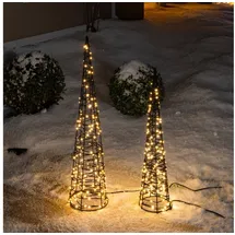 esotec Solar Weihnachtsbeleuchtung außen Weihnachtspyramide 2er Set, Weihnachtsdeko, je 200 LEDs warmweiß, Metallgestell mit Lichterkette, 103425