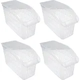 4er Set Aufbewahrungskorb Transparent 17,5 x 29 x 13,5 cm Schrankkorb Regal Organizer Aufbewahrungsbox Ordnungskorb Kunststoff