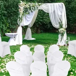 Stretch-Stuhl-Husse 12er-Set, runde Lehne, für viele Stühle & Anlässe, mit Schleife für Hochzeit, Taufe, Festlichkeiten, Weiß, Raburg Cinderella
