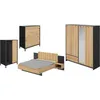 Schlafzimmer-Set GAMI Mimizan, braun (schwarz – eiche helvezia), B/H: 160cm x 200cm, Schlafzimmermöbel-Sets