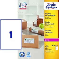 AVERY Zweckform LR7167-100 Versand Etiketten 199,6 x 289,1 mm weiß Recycling 5014702815102 AVERY Zweckform 100 Stück