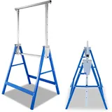 Yugodex Teleskop Arbeitsbock, 2er set Gerüstbock Klappbock Variable Arbeitshöhe 80-130 cm 7-fach Höhenverstellbar, Tragkraft 200 kg, Metallbock mit Rasthaken gegen Verrutschen, Blau