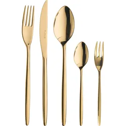 Besteck-Set PINTINOX "Olivia Treasure Gold", gold (goldfarben), 30 tlg., Edelstahl 18/10, Essbesteck-Sets, Optik Glänzend PVD Beschichtung