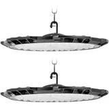 Sararoom Strahler Industrielampe Hallenstrahler Werkstattlampe - 2er 300W UFO LED High Bay Licht 30000LM Baustrahler, 6500K Kaltweiß Industrial LED Deckenleuchte Kronleuchter für Keller Garage Lager