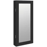 vidaXL Schmuckschrank mit Spiegel Wandmontage Schwarz 30x8,5x67 Cm vidaXL