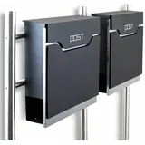 BITUXX - Freistehender Design Doppel Standbriefkasten 16781 Briefkastenanlage Graphit Mit Edelstahl Ständern