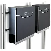 BITUXX - Freistehender Design Doppel Standbriefkasten 16781 Briefkastenanlage Graphit Mit Edelstahl Ständern