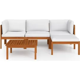 vidaXL Garten-Lounge-Set 5-tlg. cremeweiß Akazie