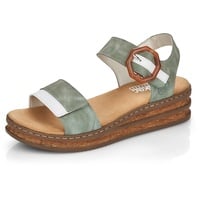 Rieker Damen Sandaletten 62963, Frauen Sandalen,offene,Schuhe,Strandschuhe,Sommersandalen,bequem,flach,Sommerschuhe,grün Kombi (52),39 EU / 6 UK - 39 EU Schmal