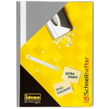 IDENA Schnellhefter aus Kunststoff extra stark transparent dunkelgrau DIN A4