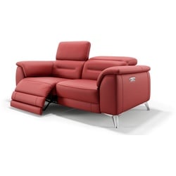 Designer 2-Sitzer GANDINO Leder Sofa Couch Relax Funktion - rot