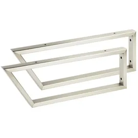 SOTech 2 x Waschtischkonsole TWK500 500 x 150 mm Edelstahl gebürstet, Vorderseite 60° abgeschrägt