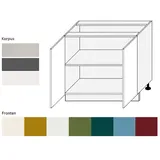 Feldmann-Wohnen Unterschrank Rimini (2-türig (Holztür), 1 Einlegeboden, 1-St., moderne Optik, MDF Kasetten-Fronten, Soft-Close) 90x50x82cm Farbe wählbar weiß