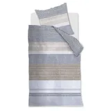 Beddinghouse STITCHES Biber - 155x220 cm, mit 1 Kissen) - Grau - Flanell - Reißverschluss