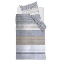 Beddinghouse STITCHES Biber - 155x220 cm, mit 1 Kissen) - Grau - Flanell - Reißverschluss