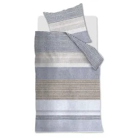 Beddinghouse STITCHES Biber - 155x220 cm, mit 1 Kissen) - Grau - Flanell - Reißverschluss