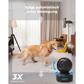 Reolink 5MP PTZ Überwachungskamera Auto-Tracking, 3X Zoom, Baby Monitor mit Mensch/Haustiererkennung, Schwarz