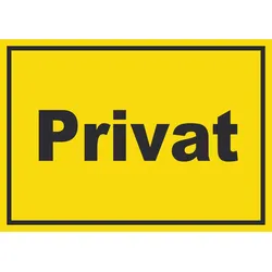 Privat Schild gelb-schwarz A4 (210x297mm)