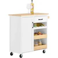 SoBuy Küchenwagen mit 2 Tabletts Rollwagen Küchenschrank 92x87x42cm FKW131-WN