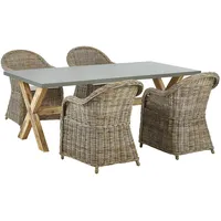 Beliani Gartenmöbel Set 5-tlg. Grau/Beige/Weiß/Braun