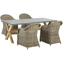 Beliani Gartenmöbel Set 5-tlg. Grau/Beige/Weiß/Braun