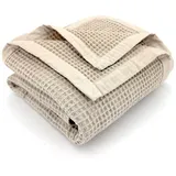heimtexland ® Wohndecke Waffelpique leichte Sommerdecke Sofadecke 100% Baumwolle Kuscheldecke 150x140 cm atmungsaktiv temperaturausgleichend Typ914 beige - 1 Stück