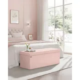 SONGMICS Sitzbank, mit Stauraum, klappbare, 38 x 76 x 38 cm Fußbank, Bettbank, bis 300 kg rosa 110 cm x 38 cm x 38 cm