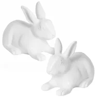  2tlg Set Deko-Hasen Roger in Weiß aus robustem Fiberglas,