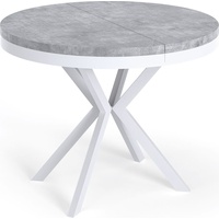 Runder Ausziehbarer Esstisch - Loft Style Tisch mit Weißen Metallbeinen - 120 bis 200 cm - Industrieller Quadratischer Tisch für Wohnzimmer - Kom...