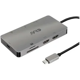 Club 3D Club3D Usb-8-In1-Hub Usb-C > 2Xhdmi/2Xusb/Usb-C/Rj45/Sd/Msd - Silber