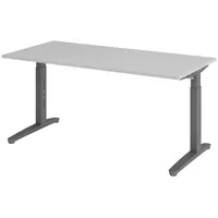 Bümö Schreibtisch Grau, Graphit, Nachbildung, Rechteckig, 160x74x80 cm, FSC