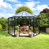 Vitavia, Gewächshaus-Pavillon "Hera 9000" inkl. Stahlfundament, schwarz, 3 mm ESG, 6 mm HKP, 9,0 m2