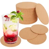 24 Stück Korkuntersetzer Rund,Kork Untersetzer Gläser Korken Bierdeckel Durchmesser 10 cm, Dicke 3 mm, geeignet für Zuhause, Bar, Café, Firma,Kann Wiederholt Verwendet Werden